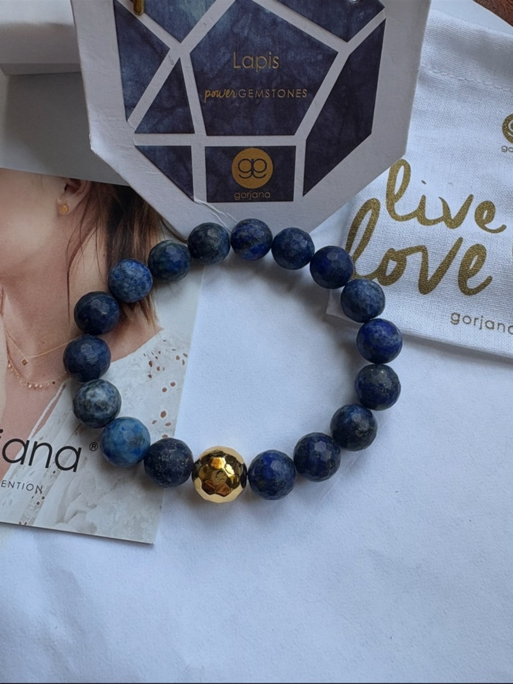 Gorjana Lapis Power Gemstone Bracelet with Gold Bead